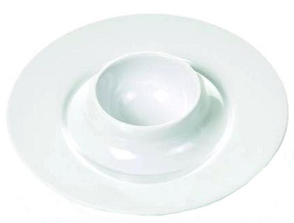 Eierbecher Melamin - 6 Stück + Eierlöffel Kunststoff weiß - 6 Stück